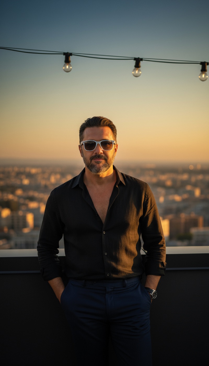 Bialès sur un rooftop à l’heure dorée